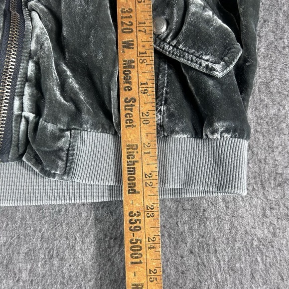 Free People Ruched Velvet Gray Bomber Jacket Size Small City Preppy Metal - Picture 5 of 7